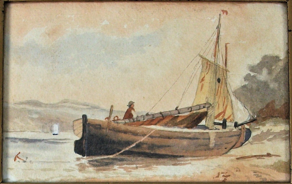Pair of watercolour marine scene